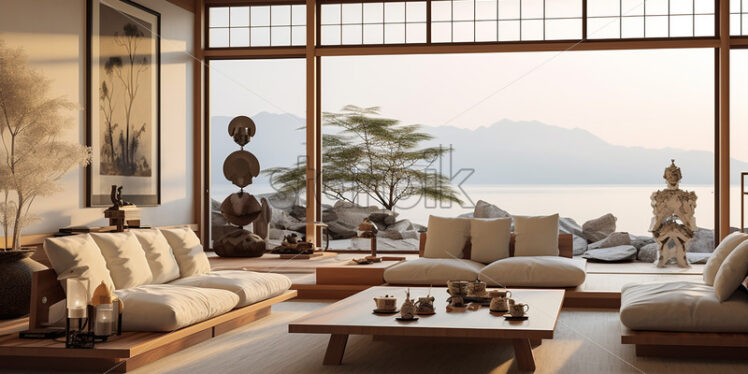 The interior of a living room in Japanese style - Starpik Stock