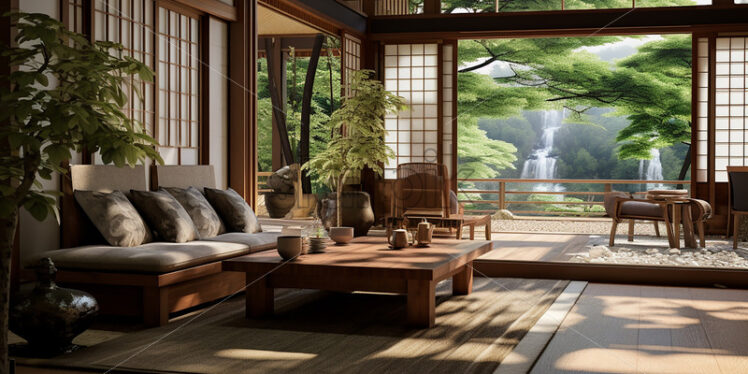 The interior of a living room in Japanese style - Starpik Stock