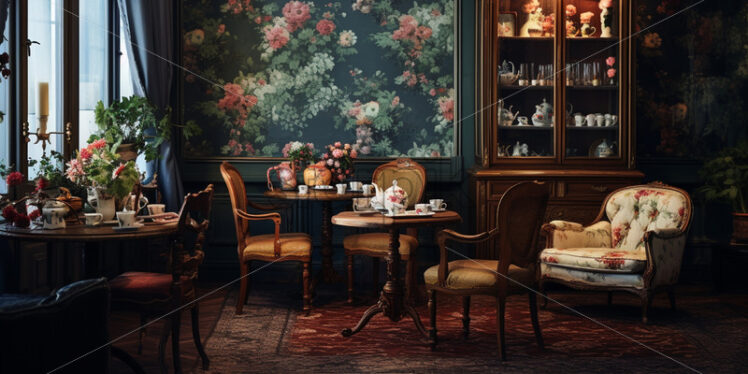 The interior of a room where tea is served - Starpik Stock