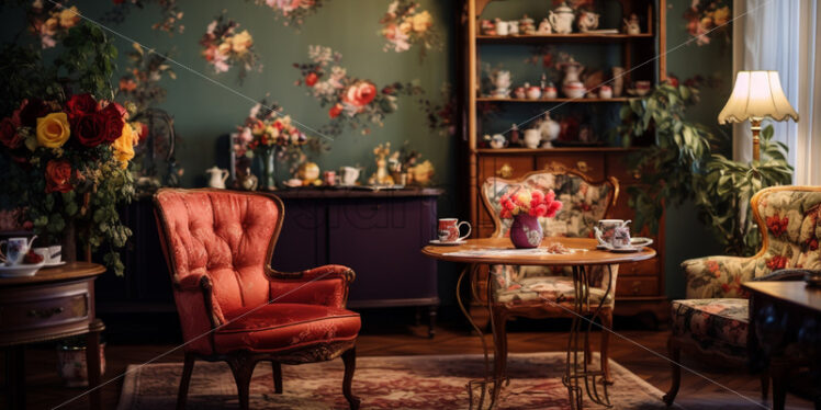 The interior of a room where tea is served - Starpik Stock