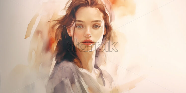 The minimalist watercolor portrait of a girl - Starpik Stock