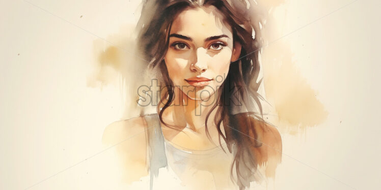 The minimalist watercolor portrait of a girl - Starpik Stock