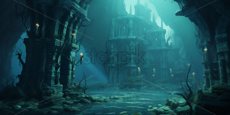 The ruins of an underwater city - Starpik Stock