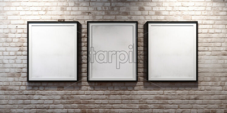 Three paintings on a brick wall - Starpik Stock