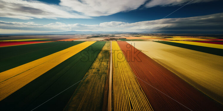 Top view of multicolored farmland - Starpik Stock