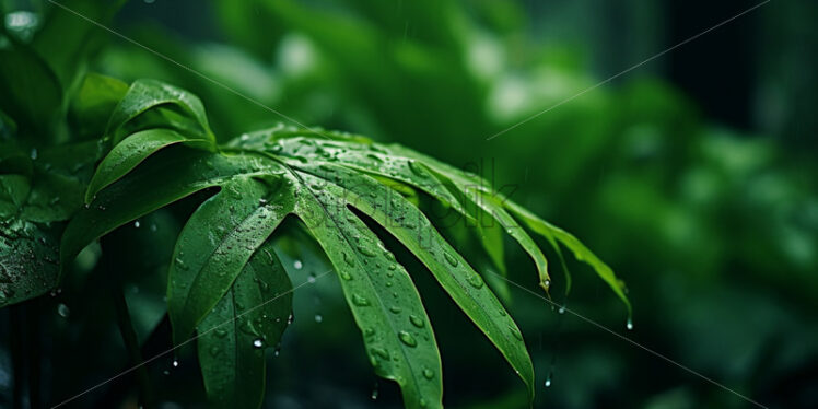 Tropical leaves in the rain - Starpik Stock