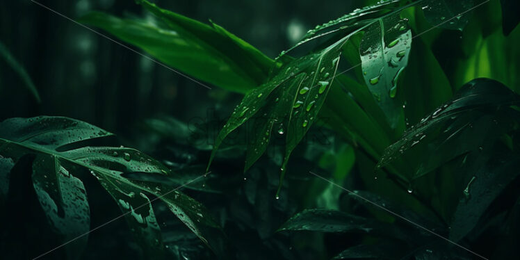 Tropical leaves in the rain - Starpik Stock