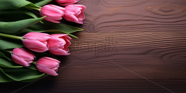 Tulip flowers on a wooden surface - Starpik Stock