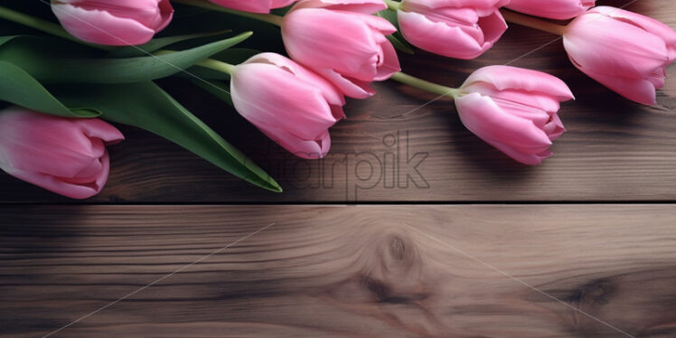 Tulip flowers on a wooden surface - Starpik Stock