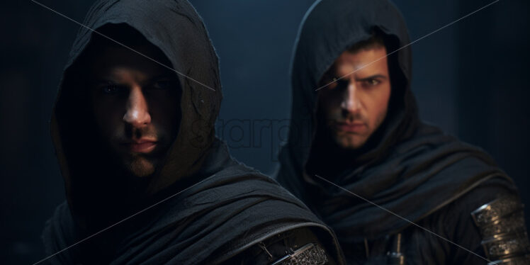 Two assassins dressed in black - Starpik Stock