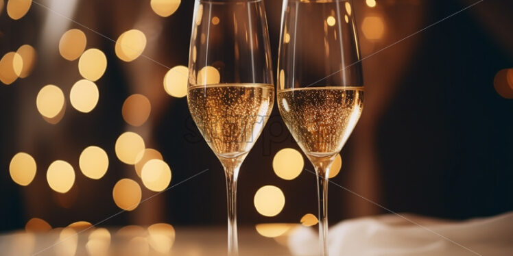 Two glasses of champagne on a festive background - Starpik Stock