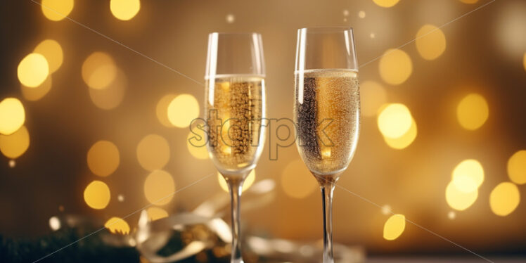 Two glasses of champagne on a festive background - Starpik Stock