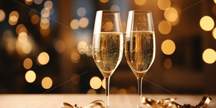 Two glasses of champagne on a festive background - Starpik Stock