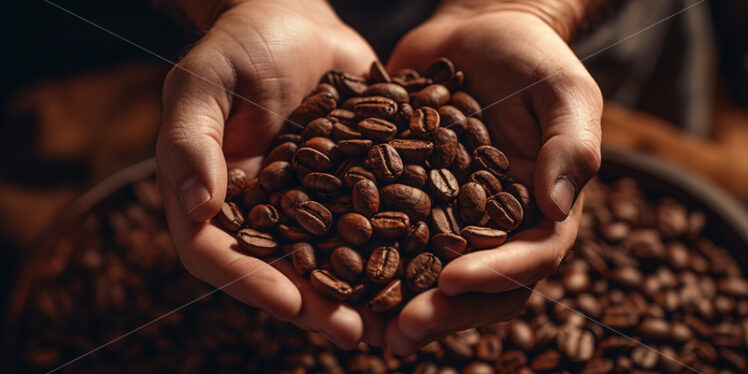 Two hands hold coffee beans - Starpik Stock