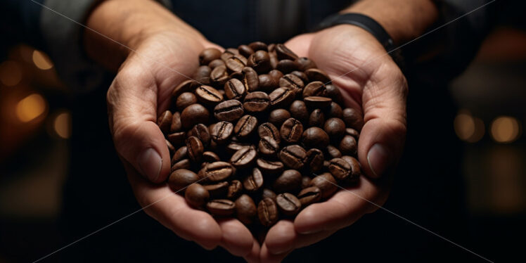 Two hands hold coffee beans - Starpik Stock