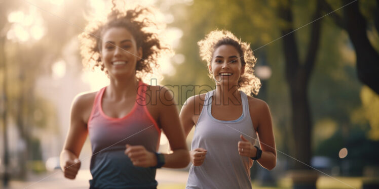 Two women running - Starpik Stock