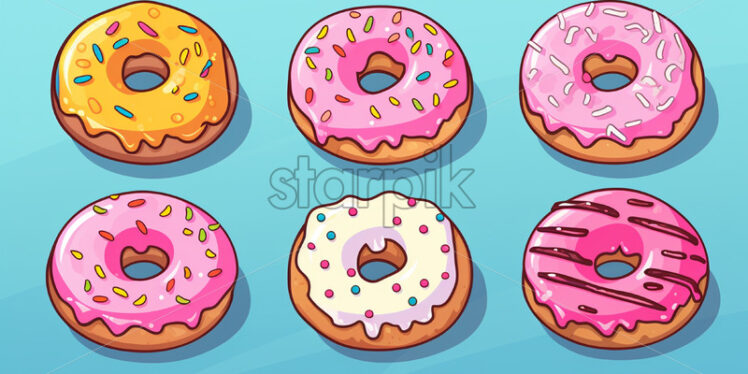 Vector donuts in kawaii style - Starpik Stock