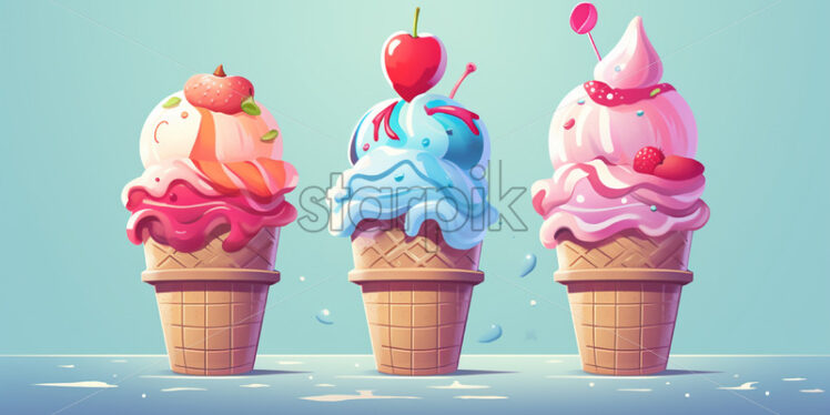 Vector ice cream in kawaii style - Starpik Stock