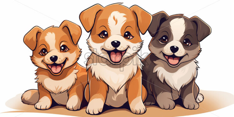 Vector puppies in kawaii style - Starpik Stock