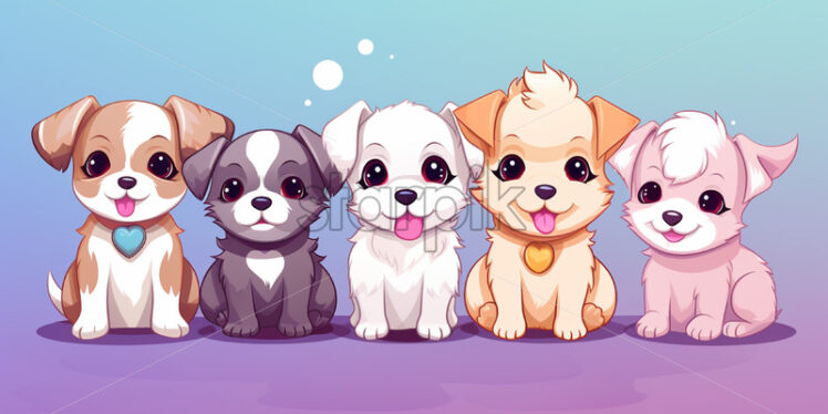 Vector puppies in kawaii style - Starpik Stock