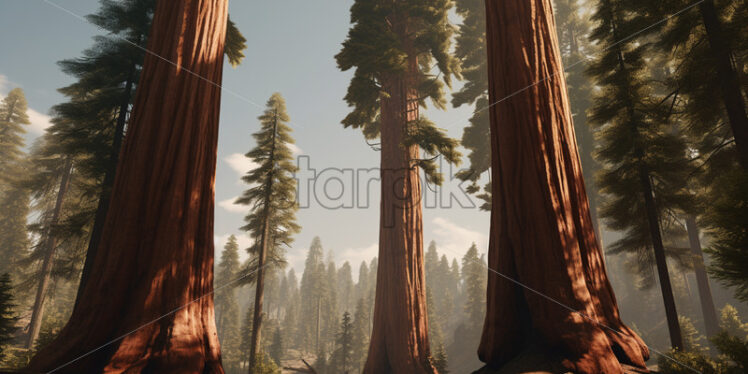 Very tall and massive sequoia trees - Starpik Stock