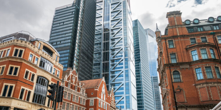 View of London City financial district with skyscrapers and old buildings, United Kingdom - Starpik Stock