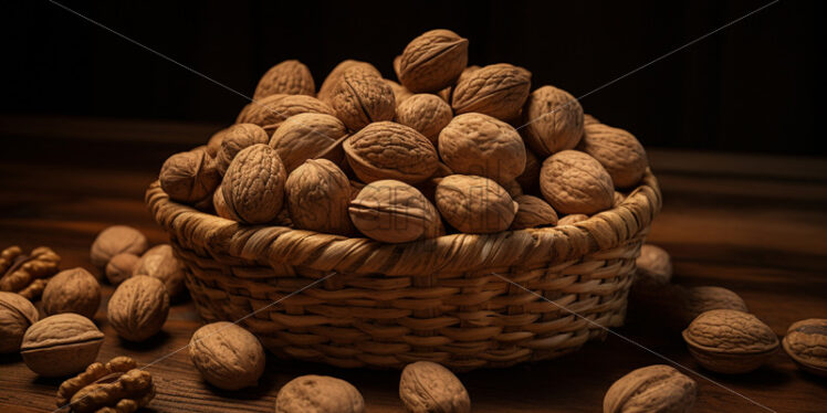 Walnut kernels in basket - Starpik Stock