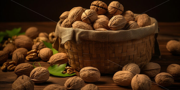 Walnut kernels in basket - Starpik Stock