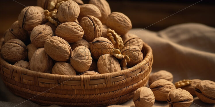 Walnut kernels in basket - Starpik Stock