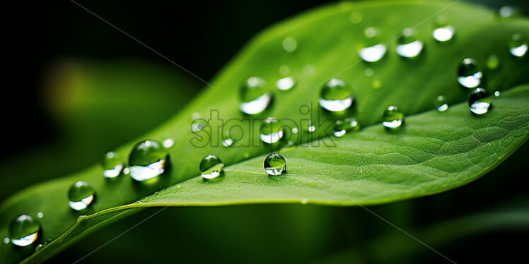 Water drops on a green leaf - Starpik Stock