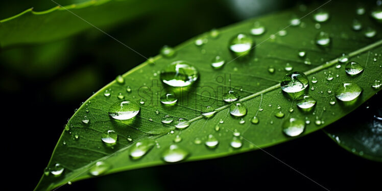 Water drops on a green leaf - Starpik Stock