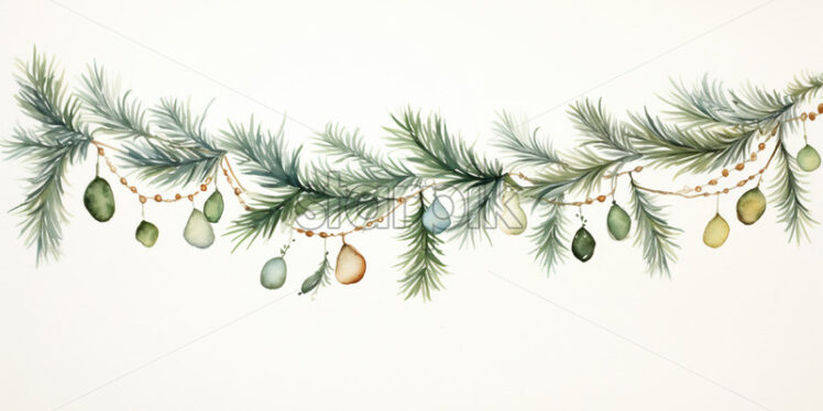 Watercolor Christmas garland on white - Starpik Stock