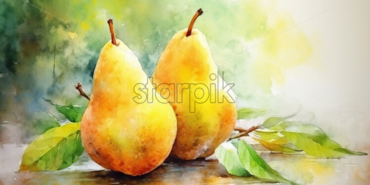 Watercolor painting of pears - Starpik Stock