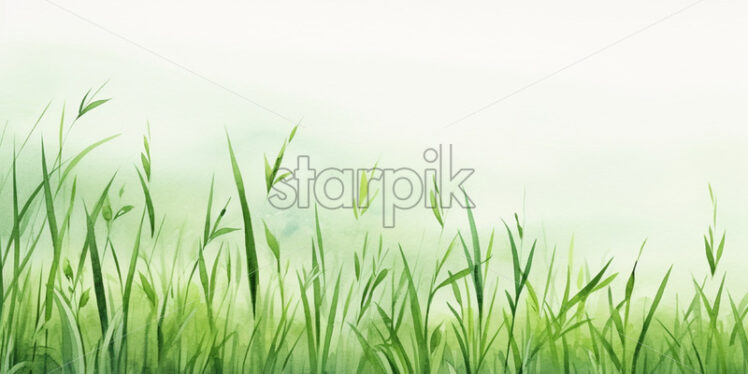 Watercolor sketch with green grass - Starpik Stock