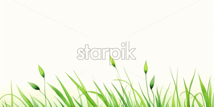 Watercolor sketch with green grass - Starpik Stock