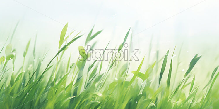 Watercolor sketch with green grass - Starpik Stock