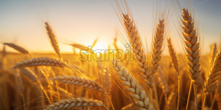 Wheat field background sunset light - Starpik Stock