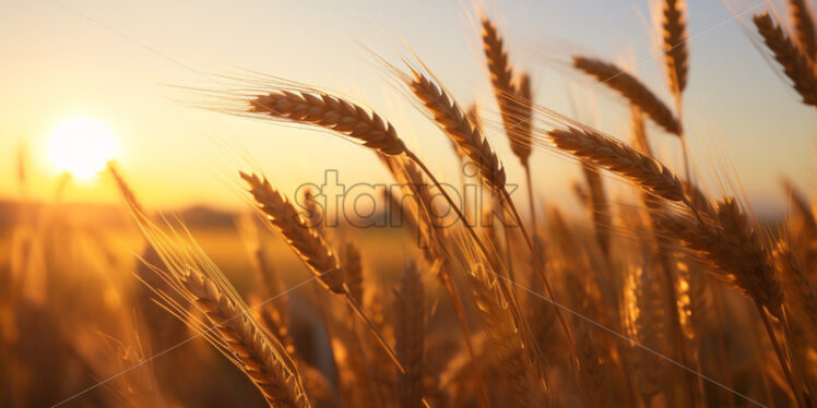 Wheat field background sunset light - Starpik Stock