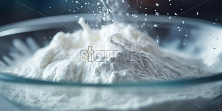 White flour in a bowl close up - Starpik Stock