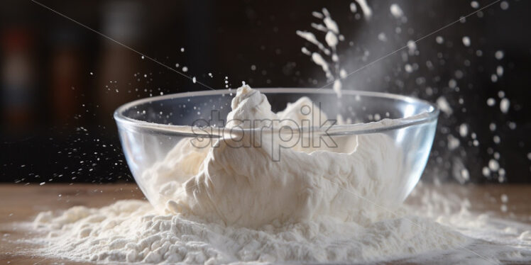 White flour in a bowl close up - Starpik Stock