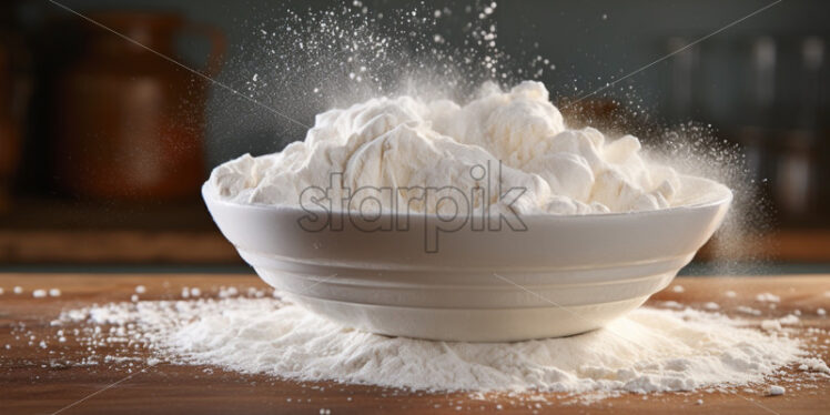 White flour in a bowl close up - Starpik Stock