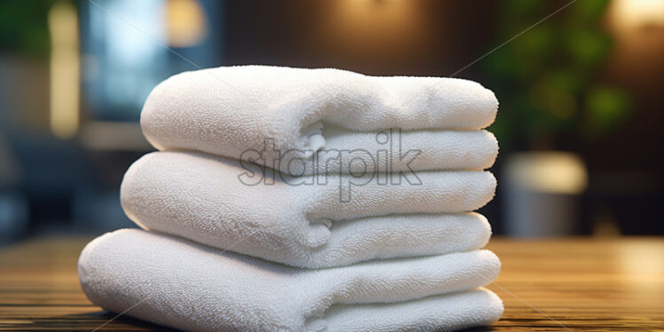 White towels on a table - Starpik Stock