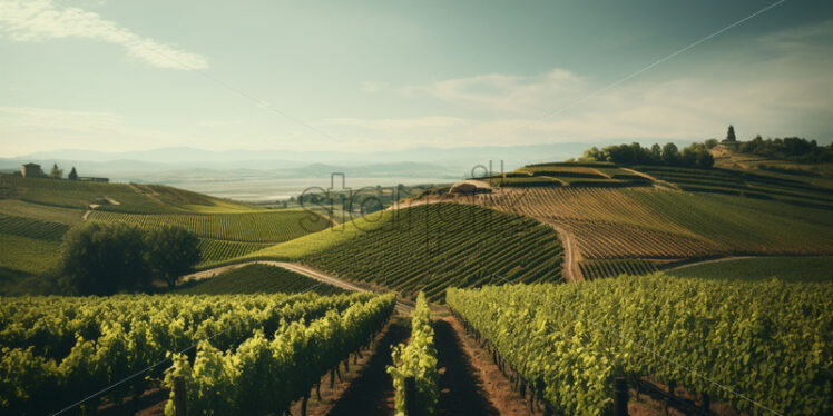 Whole hills with vineyards with vines - Starpik Stock