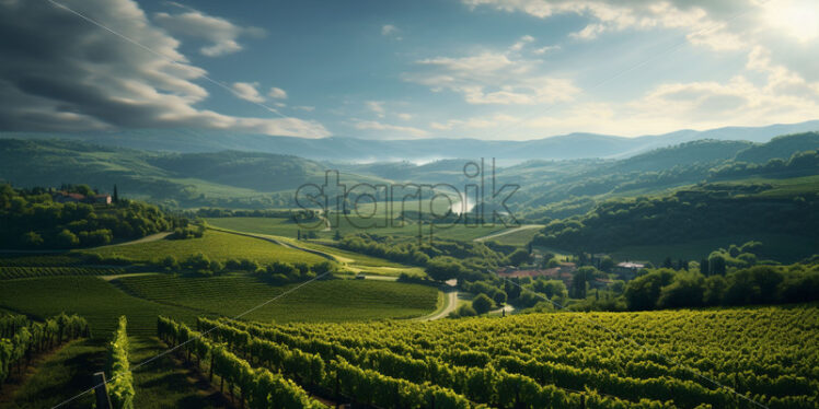 Whole hills with vineyards with vines - Starpik Stock