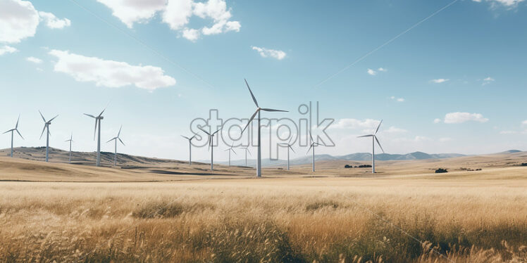 Wind turbines on a plain - Starpik Stock