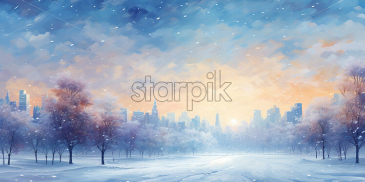 Winter in the city abstract painting - Starpik Stock