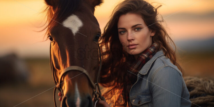 Woman and her horse equestrian - Starpik Stock