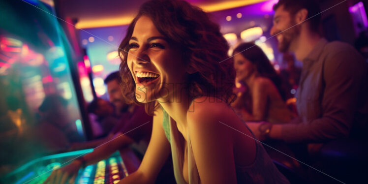 Woman at the casino happy - Starpik Stock