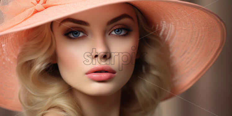 Woman with peach hat fashion trendy - Starpik Stock