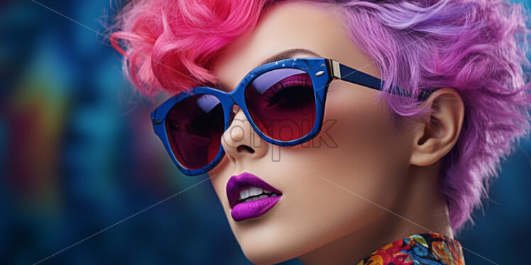 Woman with purple sunglasses and hair - Starpik Stock